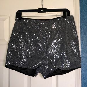 Silver Sequin Shorts